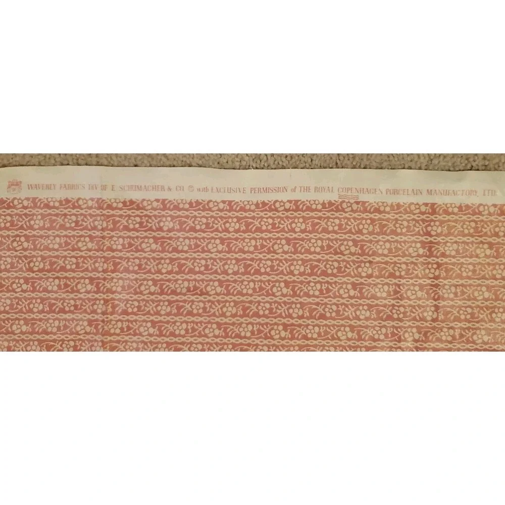 Vintage Waverly Fabric Royal Copenhagen Manufactory‎ Floral Pink and White